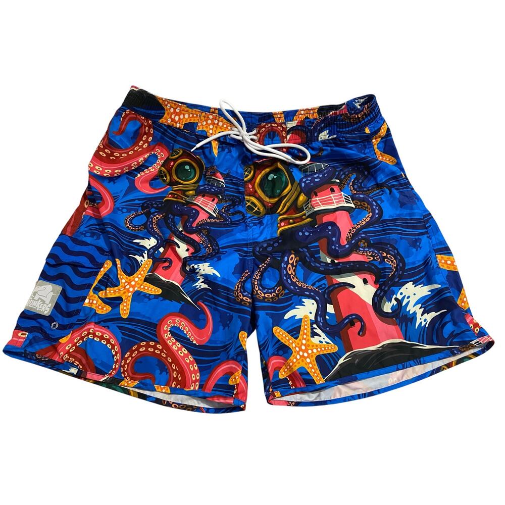 Trunkers Limited Edition Men Swim Trunks Lined Octopus Surf Truck Shorts 2XL